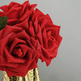 24 Roses | 5inch Red Artificial Foam Flowers With Stem Wire and Leaves