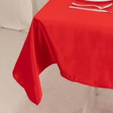 Red Seamless Lamour Satin Square Table Overlay - 54inch