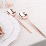 Glossy Blush/Rose Gold Heavy Duty Plastic Silverware Spoons, Premium Disposable Flatware Cutlery