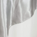 72" x 72" Silver Satin Square Tablecloth Overlay