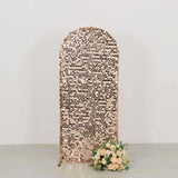 5ft Sparkly Rose Gold Big Payette Sequin Fitted Wedding Arch Cover for Round Top Chiara Backdrop