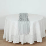 Silver Sparkling Glitter Gauze Table Runner, Reusable Wrinkle Free Sheer Table Runner - 27x120inch