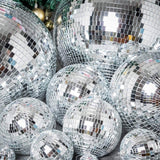 4 Pack | 6inches Silver Foam Disco Mirror Ball With Hanging Strings, Holiday Christmas Ornaments