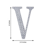 6 inch Silver Decorative Rhinestone Alphabet Letter Stickers DIY Crafts - V