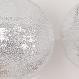 Set of 3 Glitter Silver Sequin Fabric Hanging Lanterns, Large Decorative Round Foldable