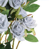 2 Stems | 38inch Tall Silver Artificial Silk Rose Flower Bouquet Bushes