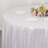 120inch Silver Shimmer Sequin Dots Polyester Tablecloth