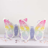 Expandable White Lilac Paper Butterfly Pinata Hanging Decor with Pastel Colored Wings, Fairy Themed