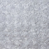 17FT Wholesale Rosette 3D Satin Table Skirt For Restaurant Party Event Decoration - WHITE#whtbkgd