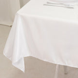 White Seamless Lamour Satin Square Table Overlay - 54inch