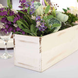 18"x6" Whitewash Rectangular Wood Planter Box Set with Plastic Liners