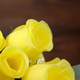 12 Bushes | Yellow Artificial Premium Silk Flower Rose Bud Bouquets