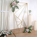 6ft Tall Gold Metal Rectangular Geometric Flower Frame Prop Stand