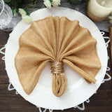 5 Pack | Gold Boho Chic Rustic Faux Burlap Cloth Dinner Napkins - 19inch