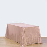 90x156" Premium Sequin Rectangle Tablecloth Rose Gold|Blush