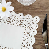 100 Pcs | 7inch x 10inch Rectangle White Lace Paper Doilies, Food Grade Paper Placemats