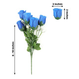 12 Bushes | Royal Blue Artificial Premium Silk Flower Rose Bud Bouquets