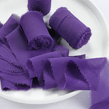 6yd Purple Silk-Like Chiffon Linen Ribbon Roll For Bouquets, Wedding Invitations Gift Wrapping