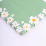 20 Pack Sage Green Daisy Flower Paper Beverage Napkins, Disposable Cocktail Napkins