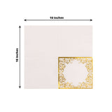 20 Pack White 3 Ply Premium Paper Cocktail Napkins with Gold Foil Lace, Soft European Style Wedding