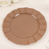 10 Pack 11inch Heavy Duty Large Disposable Dinner Plates with Gold Ruffled Rim, Coffee Brown Hard