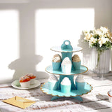 13inch 3-Tier Blue/Gold Cardboard Cupcake Dessert Stand Treat Tower