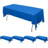 5 Pack Royal Blue Rectangle Plastic Table Covers, PVC Waterproof Disposable Tablecloths