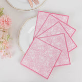 25 Pack White Pink 2-Ply Paper Beverage Napkins in French Toile Print