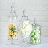 Set of 3 | Clear Glass Modern Apothecary Party Favor Candy Jars With Snap On Lids