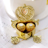 12 Pack | 4Inch Gold Heart Carriage Party Favor Gift Boxes, Candy Treat Containers