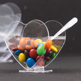 24 Pack | 2oz Mini Clear Disposable Heart-Shaped Pudding Snack Cups with Spoons