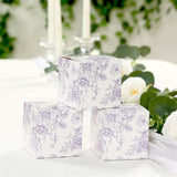 25 Pack Candy Treat Favor Boxes in French Toile Pattern - White and Lavender Party Gift Boxes