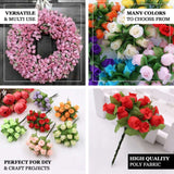 144 Pcs Peach Wired Rose Flowers For Bridal Bouquet Craft Embellishment