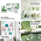 Green Tropical Palm Leaves and Flamingo Flat Frame Wall Decals, Decor Stickers