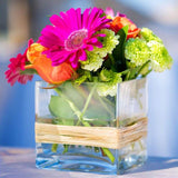 4" Premium Square Glass Florist Vases