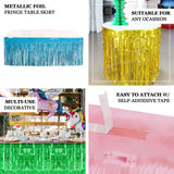 Metallic Foil Fringe Table Skirt, Self Adhesive Party Table Skirt