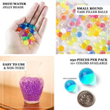 Colorful decorative water jelly beads for vase filler, non-toxic, easy to use.