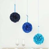 2 Pack | 7inch Navy Blue Artificial Silk Rose Flower Ball, Silk Kissing Ball