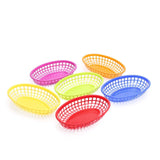 6 Pack | Colorful Oval Plastic Deli Serving Tray Baskets With 50 Wax Paper Liners