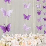 2 Pack | 9ft Purple 3D Paper Butterfly Hanging Garland Streamers, Party String Banners