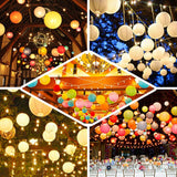 Set of 6 - Gold Hanging Paper Lanterns Round Assorted Size