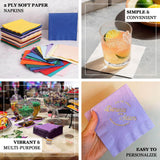 50 Pack | 5x5inch Turquoise Soft 2-Ply Disposable Cocktail Napkins