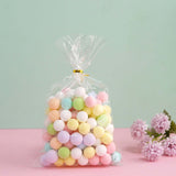 100 Pcs | 6x10inch Clear Gift Goodie Candy Treat Bags & Gold Twist Ties