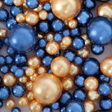 200Pcs Assorted Navy Blue and Gold Lustrous Faux Pearl Beads Vase Fillers