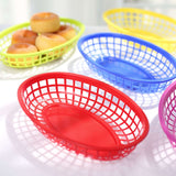 6 Pack | Colorful Oval Plastic Deli Serving Tray Baskets With 50 Wax Paper Liners