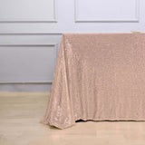 90x156" Premium Sequin Rectangle Tablecloth Rose Gold|Blush