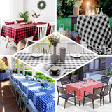 60"x102" White Green Buffalo Plaid Rectangle Tablecloth, Checkered Polyester Linen Tablecloth