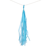 12 Pack | Pre-Tied Turquoise Tissue Paper Tassel Garland With String, Hanging Fringe Party Streamer Backdrop Decor