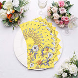 20 Pack Bright Yellow Botanical Floral Paper Cocktail Napkins, Blooming Flowers