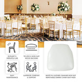 5 Pack White PU Leather Chiavari Chair Cushion Pads with Wood Backed Design